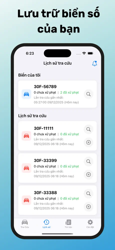 Lưu trữ biển số và lịch sử tra cứu