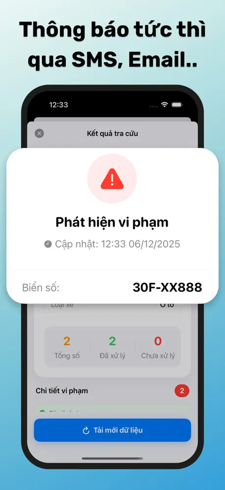 Thông báo phát hiện vi phạm